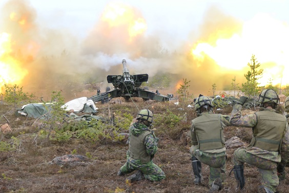 Conscripts firing the canoon. Fire and flames!