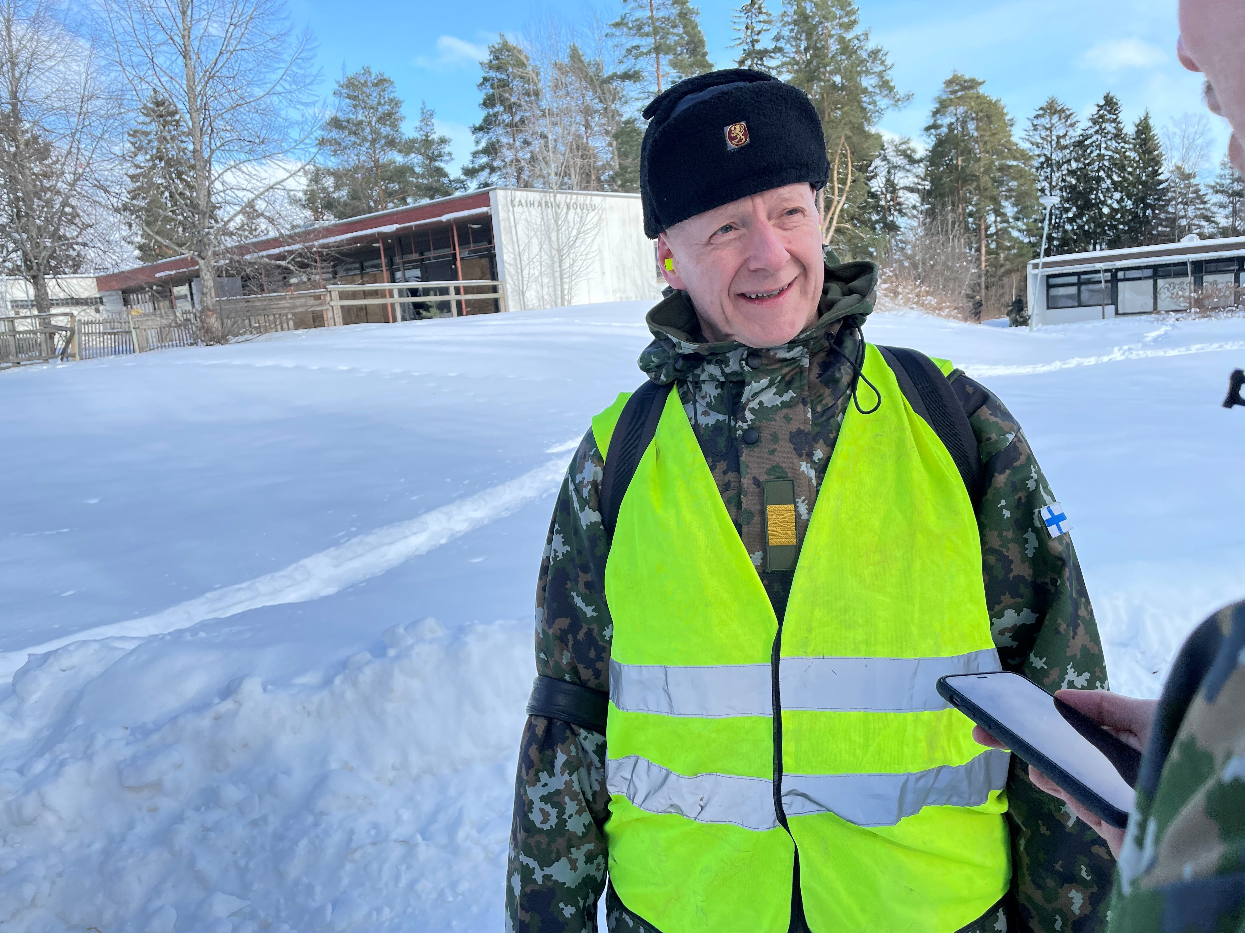 Pääesikunnan valmiuspäällikkö Janne Huusko haastateltiin 8.3. taisteluharjoituksessa Ylisellä Ylöjärvellä.