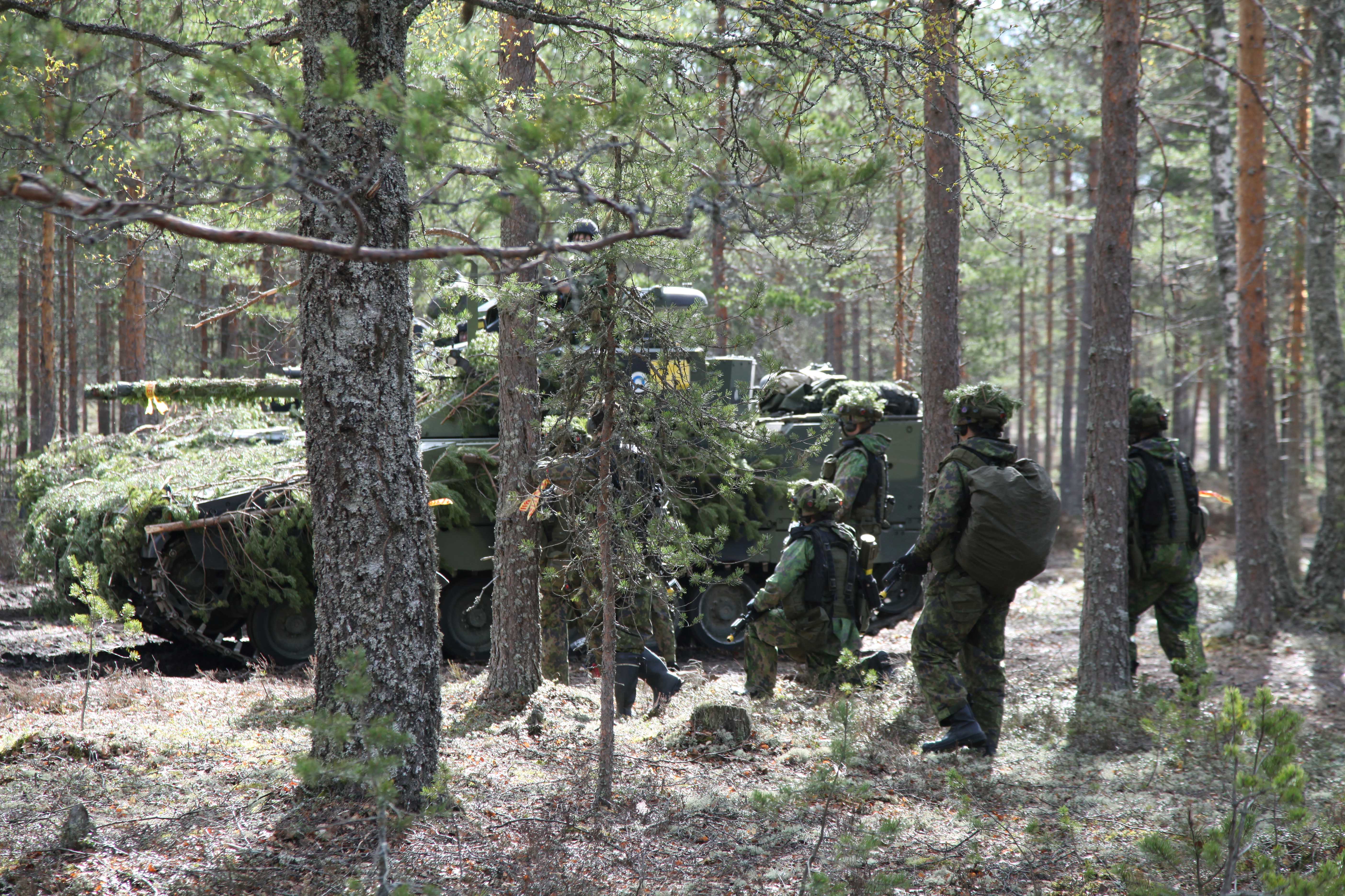Tank and conscripts in the woods