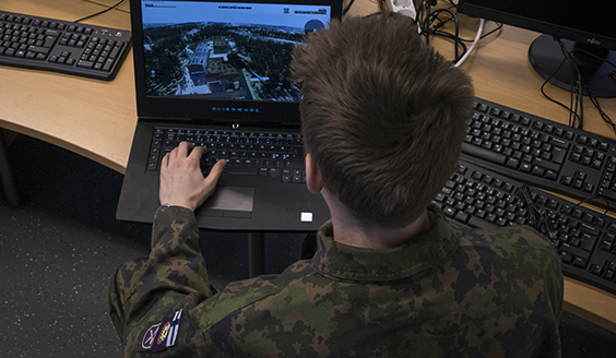 Soldier using a laptop