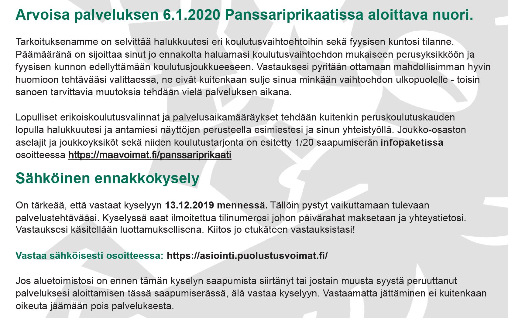 Alokaskirje saapumiserälle 1/20