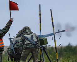 Shooting with an anti-aircraft machine gun