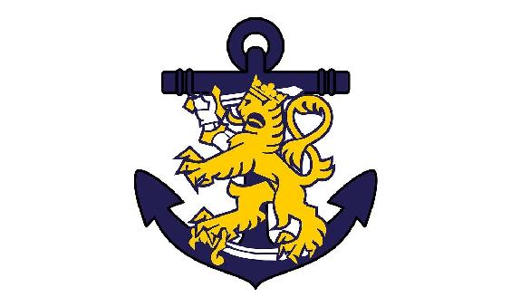 The Finnish navy's logo with an anchor and a lion.