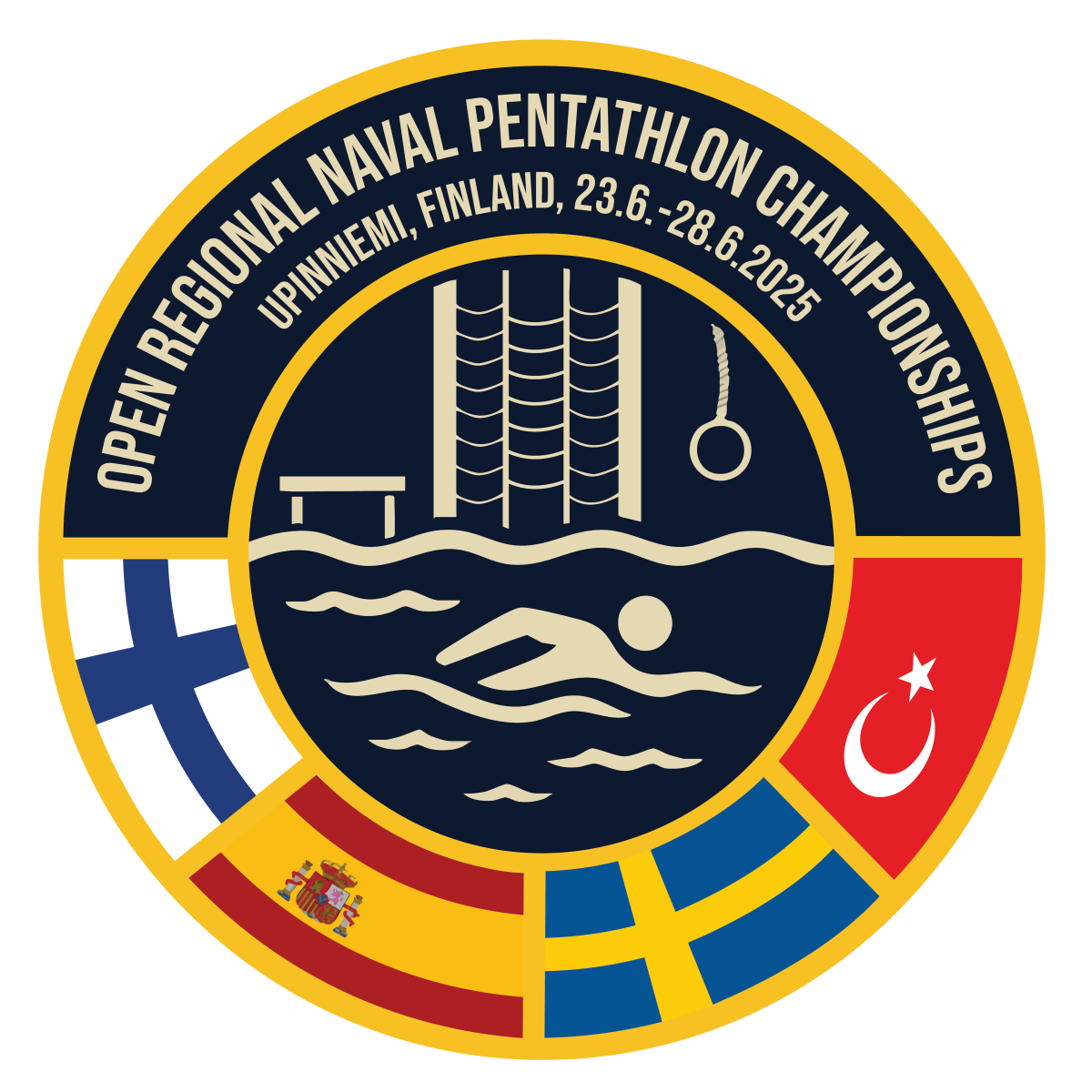 Logo, where the flags of the participating countries are: Spain, Türkiye, Sweden and Finland