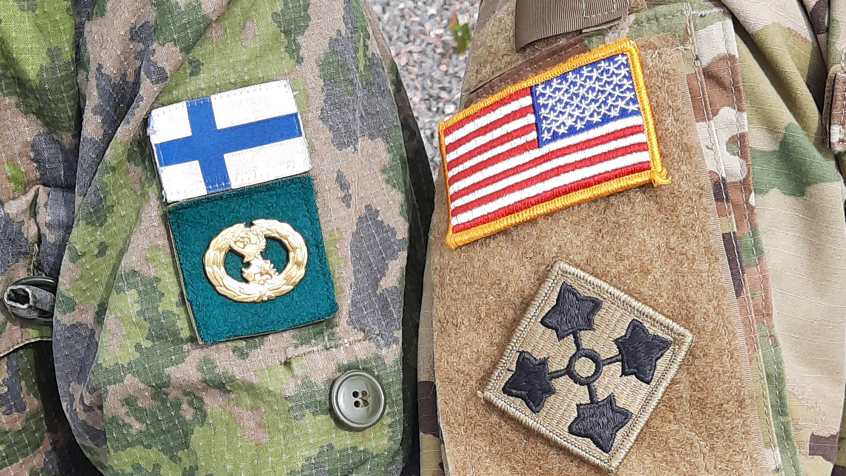 The Finnish Army and US troops patches.