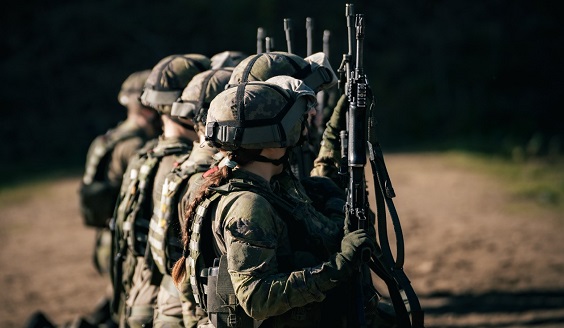 Soldiers standing in a row.